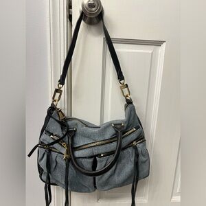 Aimee Kestenberg Leather Denim Satchel SoHo Shoulder Strap Handbag